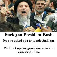 Iraqis flip bird at US