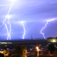 Lightning over the outskirts of Oradea, Romania, August 17, 2005