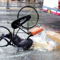 he didn't drop the umbrella...