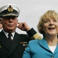 german chancellor inspecting the troops