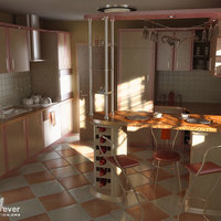 Computer rendered kitchen