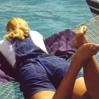 Blond on Catamaran