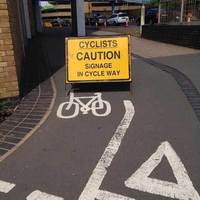 Caution sign for cyclists