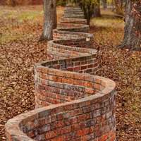 The Serpentine Red Brick Wall At Shaw Nature Reserve In Missouri