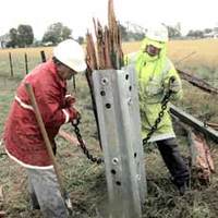 Lightning blows apart power pole