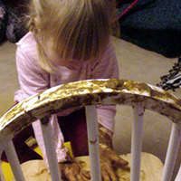 What is she playing with?